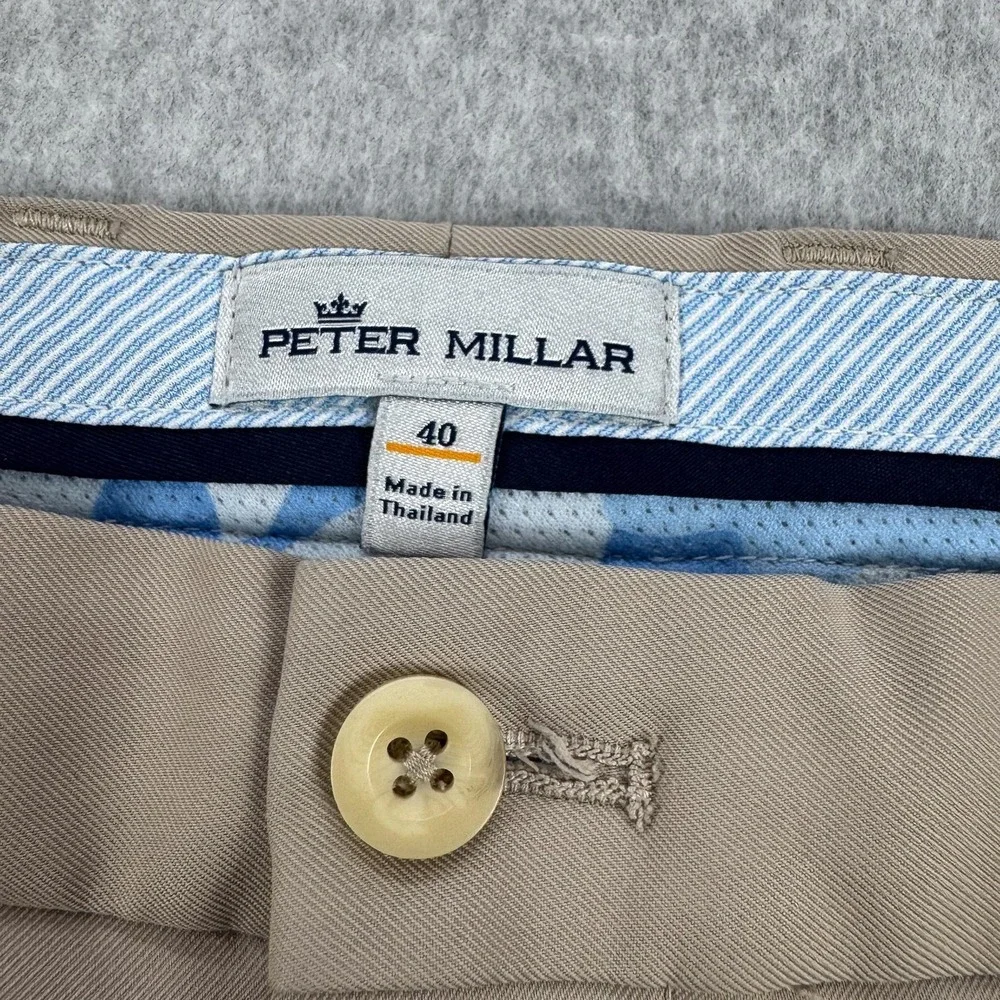 Peter Millar Shorts Lot Of 2 Mens 40 Blue Beige Golf Microfiber Chino 40x9